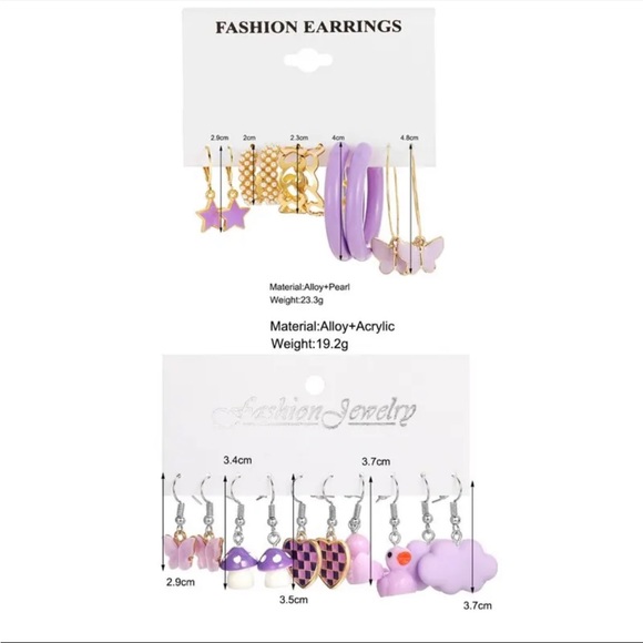 NWT 10pcs Fashion Jewelry Earrings Purple Pearl Duck Mushroom Cartoon Earrings - Picture 4 of 7